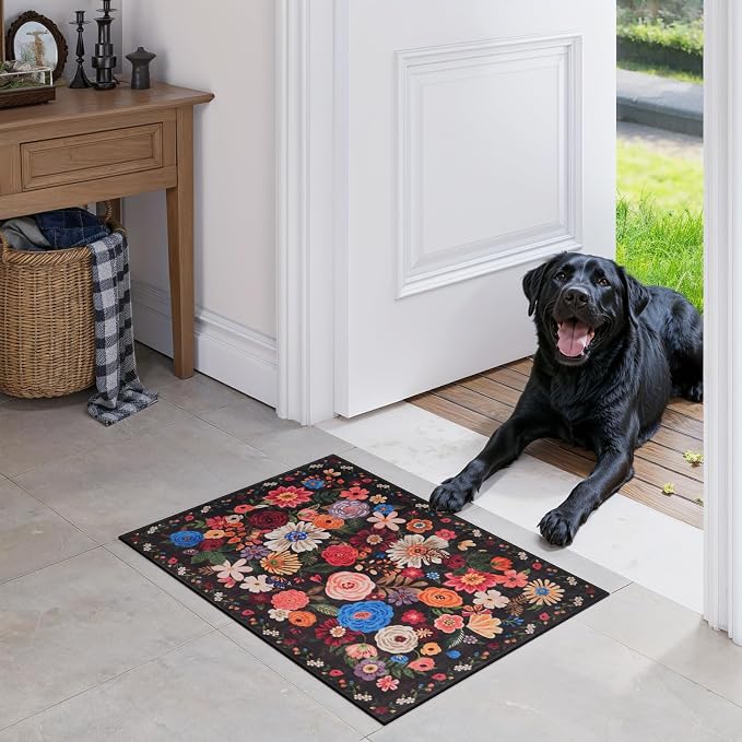 Black/Brown 24x17 Inch Home Decor Entry Rug, Small Door Mat Bath Mats - Image 6