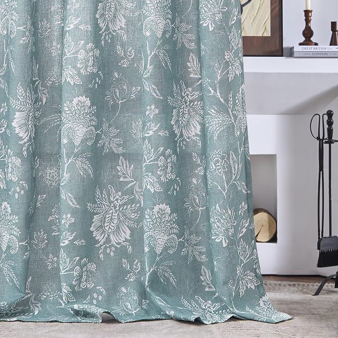 jinchan Linen Floral Curtains for Living Room, 84 Inch Length Curtains - Image 9