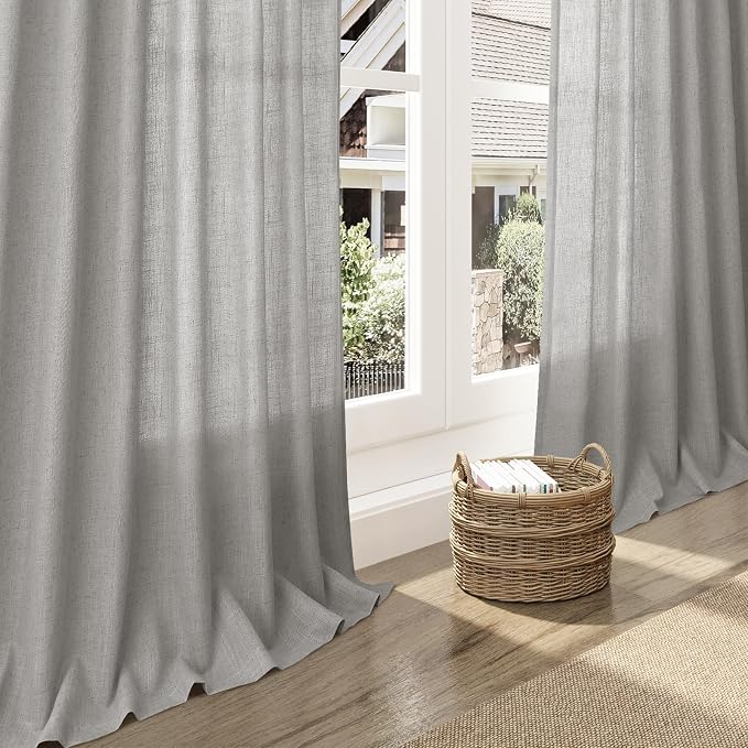 Nanspring Light Gray Linen Curtains 63 Inch Length - Image 5