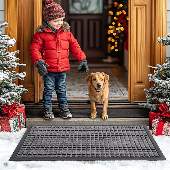 Smiry Front Door Mat Outside Entrance, Heavy Duty Natural Rubber Doormat - Image 8