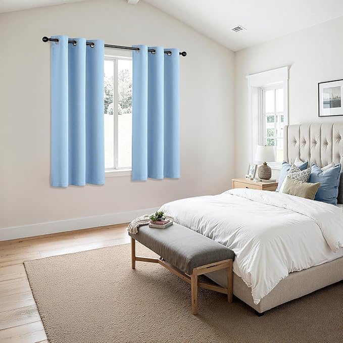 MIULEE Blackout Curtains for Bedroom 2 Panels 40 x 45 Inch Long Sky Blue | - Image 6