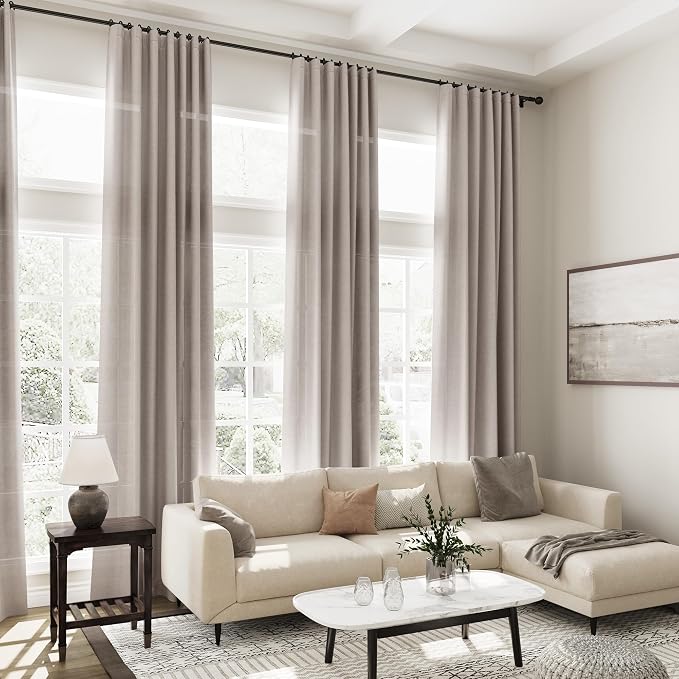 Brownish Grey Linen Curtains 120 Inch Extra Long - Image 7