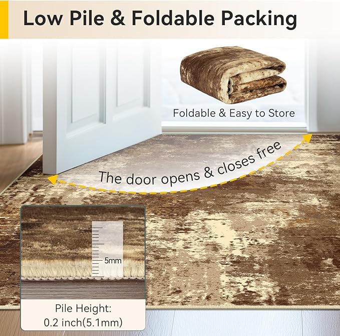 Washable Area Rugs 6'x9' Non-Slip Modern Abstract Soft - Image 6