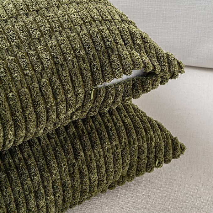 Fancy Homi 4 Packs Boho Moss Green Decorative Throw Pillow Covers 12x24 Inch - Image 3