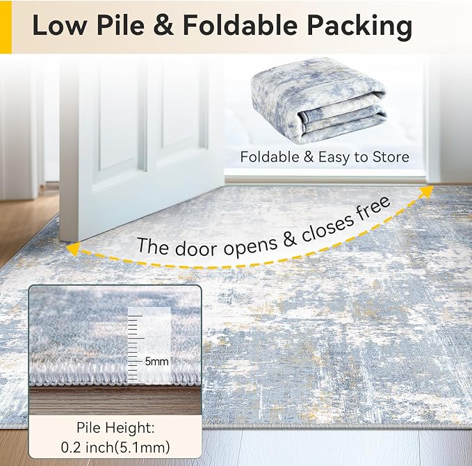 Washable Area Rugs 9'x12' Non-Slip Modern Abstract Soft - Image 8
