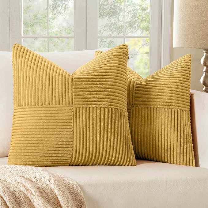 MIULEE Golden Mustard Decorative Throw Pillow Covers 20x20 Inch by MIULEE