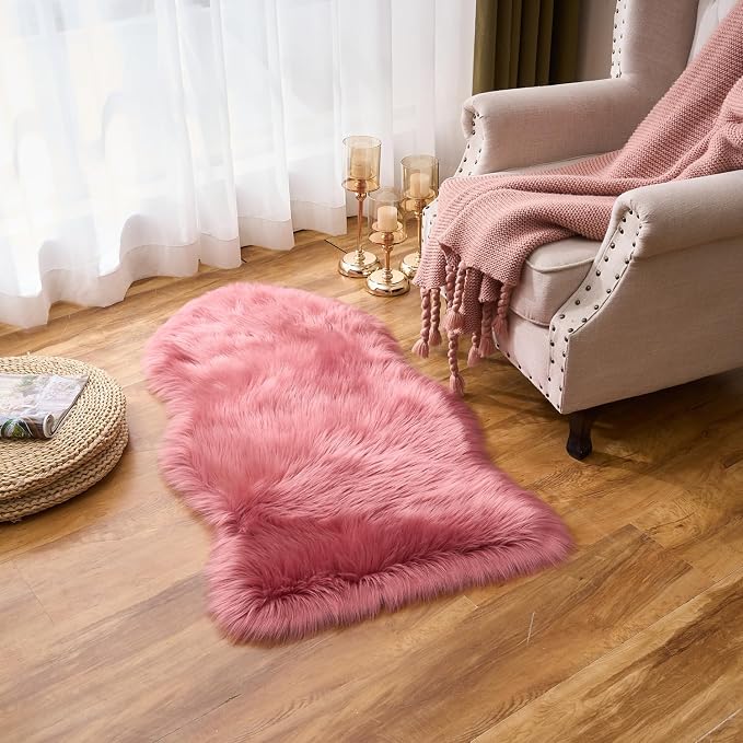 EasyJoy Ultra Soft Fluffy Shaggy Area Rug Faux Fur Rug Chair Cover Seat Pad - Image 4