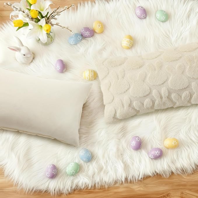 decorUhome Easter Bunny Pillow Covers 12x20 Inch Set of 2, Soft Plush Faux Wool - Image 7