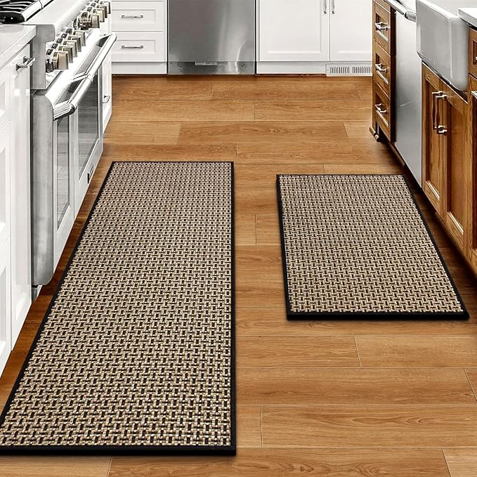 eqivei Kitchen Rugs and Mats Non Skid Washable Set of 2 PCS, Absorbent Runner by Eqivei