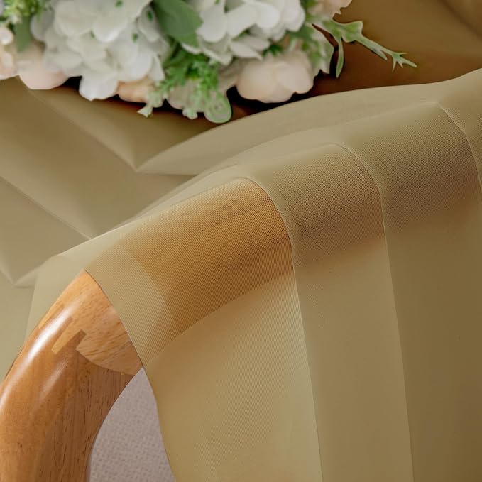 Simplebrand Gold Sheer Curtains 120 Inches Long, Extra Long Rod Pocket Solid - Image 6