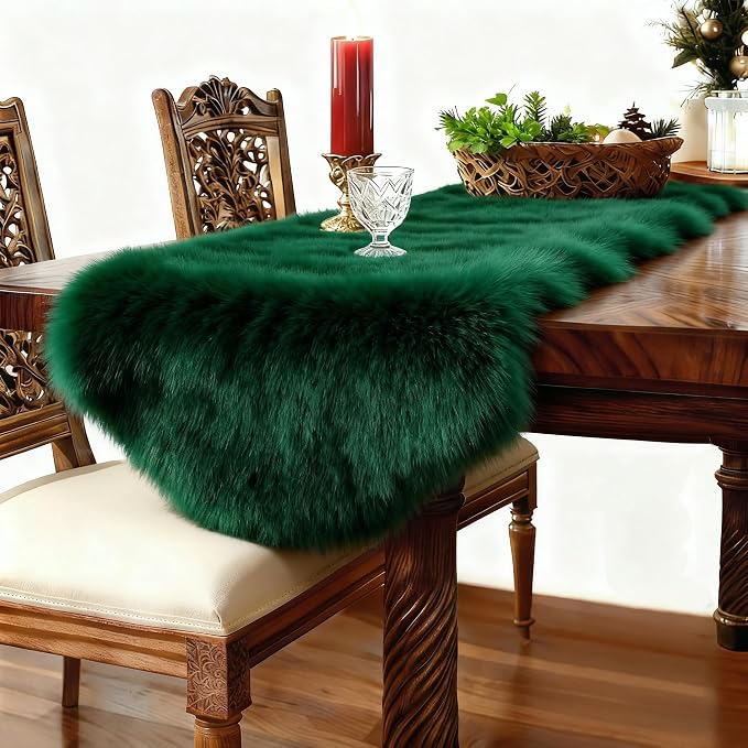 duduta Emerald Green Faux Sheepskin Runner Rug 2x6 ft, Fluffy Shag Bedroom Dorm - Image 6