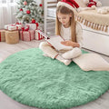 OLANLY Mint Green Round Rugs for Bedroom by OLANLY