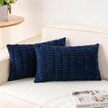 Pack of 2 Corduroy Decorative Throw Pillow Covers 12x20 InchSoft Boho Striped by Unknown