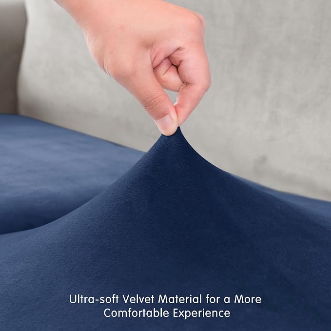 Hokway Velvet Couch Cushion Covers Water Resistant Seat Covers Stretch Sofa - Image 7