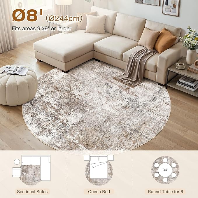 UERMEI 8ft Round Area Rug Living Room Rugs - Image 2