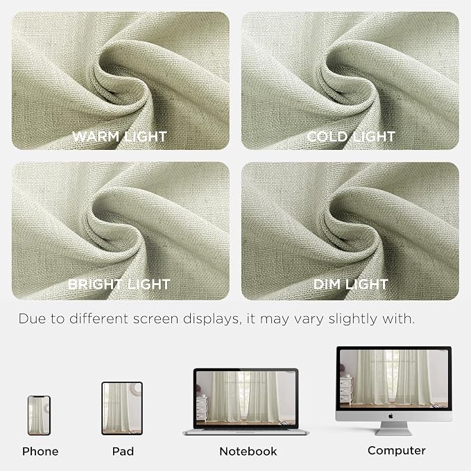 Joydeco Linen Curtains 84 Inch Length 2 Panel Sets, Light Filtering Curtains - Image 6