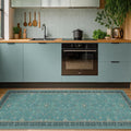 Teal Boho 2x5 Non Slip Small Kitchen Rug Runner by HazoHaus