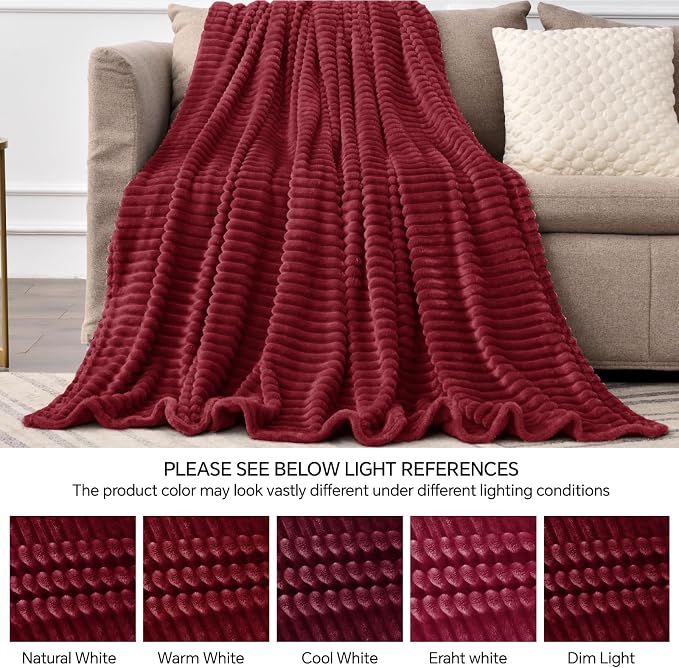 BEDELITE Fleece Throw Blanket for Couch – 3D Ribbed Jacquard Soft and Warm - Image 5