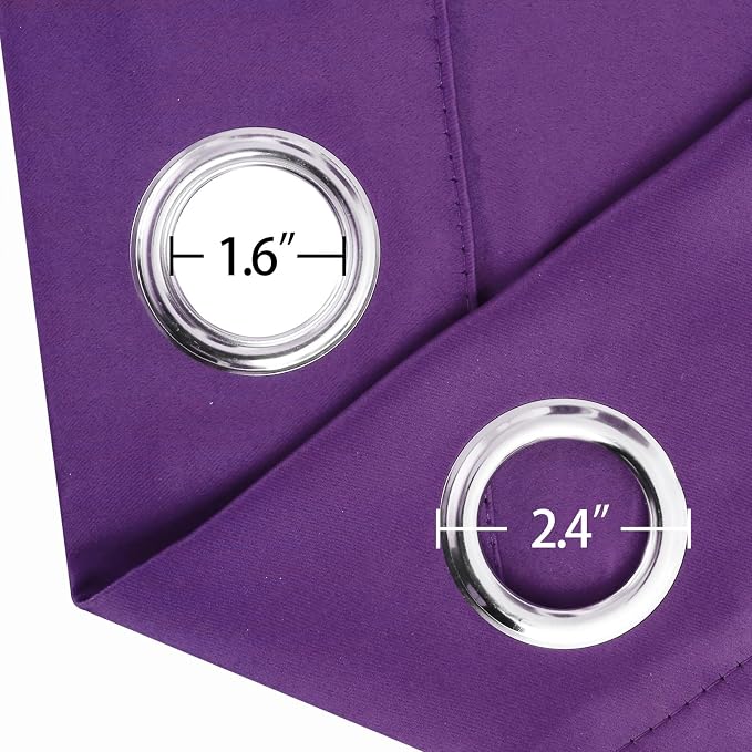 Blackout Curtains 52 x 90 Inch Long Purple Curtains Set of 2 Panels Room - Image 5
