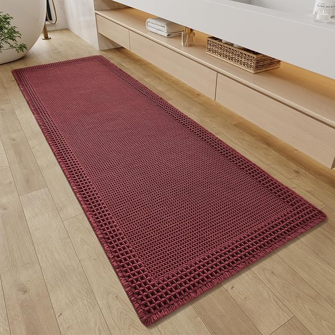 RESARE Waffle Bathroom Runner Rugs, Super Absorbent Bath Mat Non Slip Washable by Resare