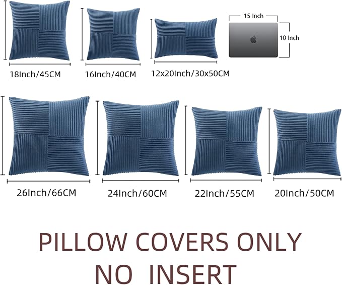 Fancy Homi 2 Packs Dusty Blue Decorative Throw Pillow Covers 16x16 Inch - Image 7