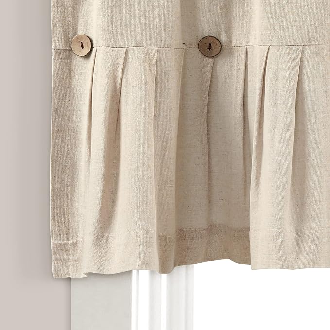 Lush Decor Linen Button Farmhouse Valance, Dark Linen - Image 4