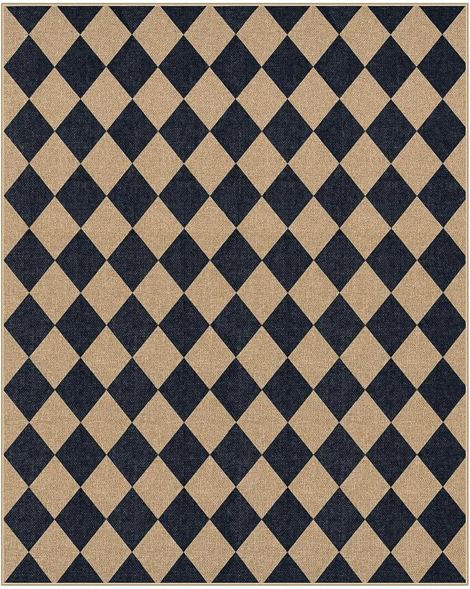Lahome Colette Checkered Easy Jute Area Rug 8x10, Large Living Room Patio Rug - Image 7