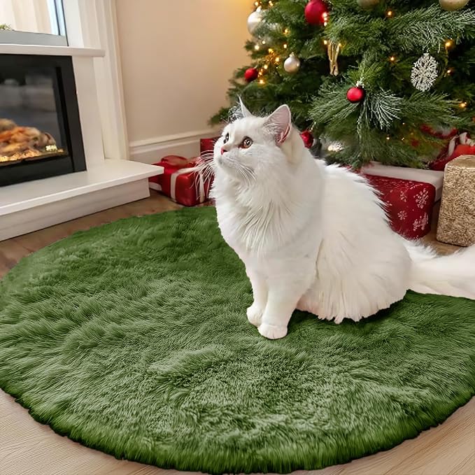 OLANLY Green Round Rugs for Bedroom by OLANLY