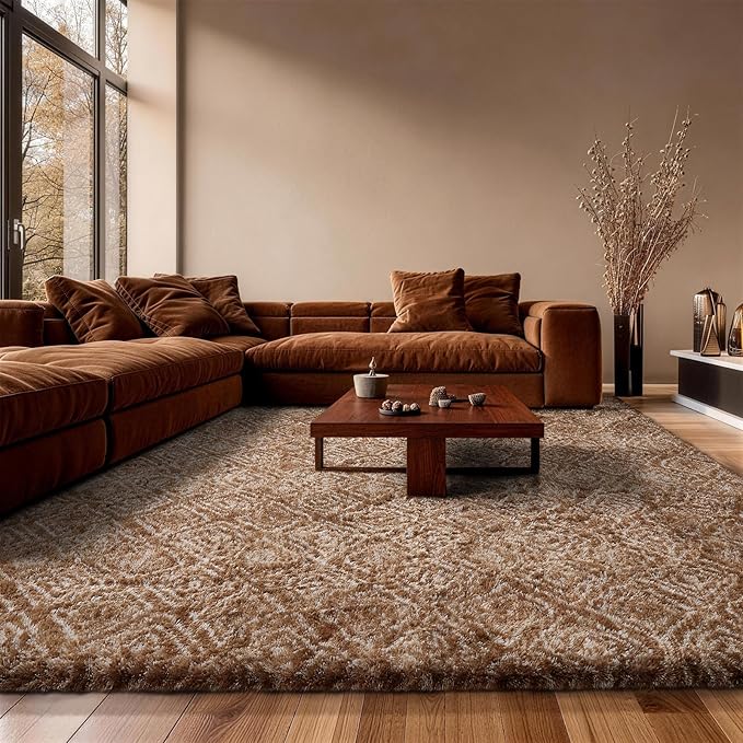 Ophanie Brown and White Diamond Striped Rugs - Image 5