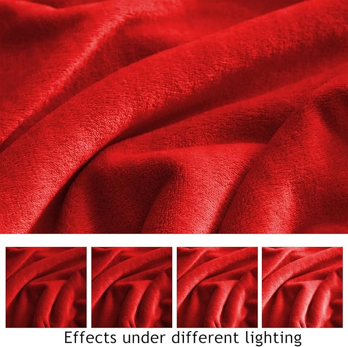 KMUSET Super Soft Throw Blanket Premium Silky Flannel Fleece Twin Red - Image 7