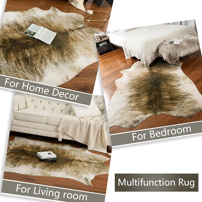 AROGAN Western Decor Faux Fur Cowhide Rug, 7 x 6.2 Feet Premium Animal Skin Cow - Image 9