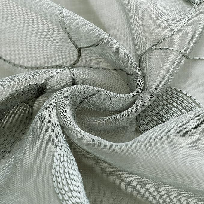 HOMEIDEAS Sage Green Sheer Kitchen Curtains 30 X 24 Inch Length 2 Panels - Image 6