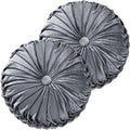 HIG Set of 2 Decorative Round Pleated Throw Pillows, Classy Accent Pumpkin by HIG