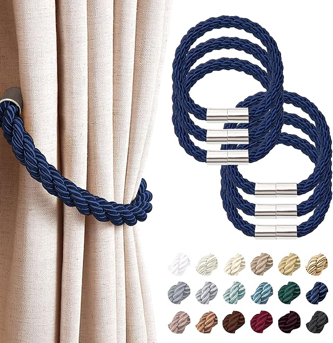 NICEEC 6 Pack Strong Magnetic Curtain Tiebacks Modern Simple Style Drape Tie by NICEEC