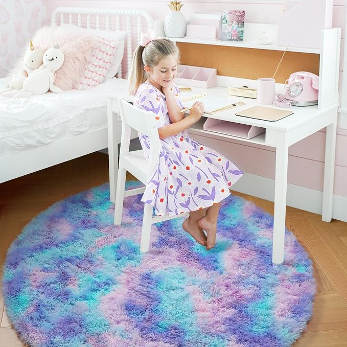 Amdrebio Purple Rainbow Round Rug 6Ft - Image 8