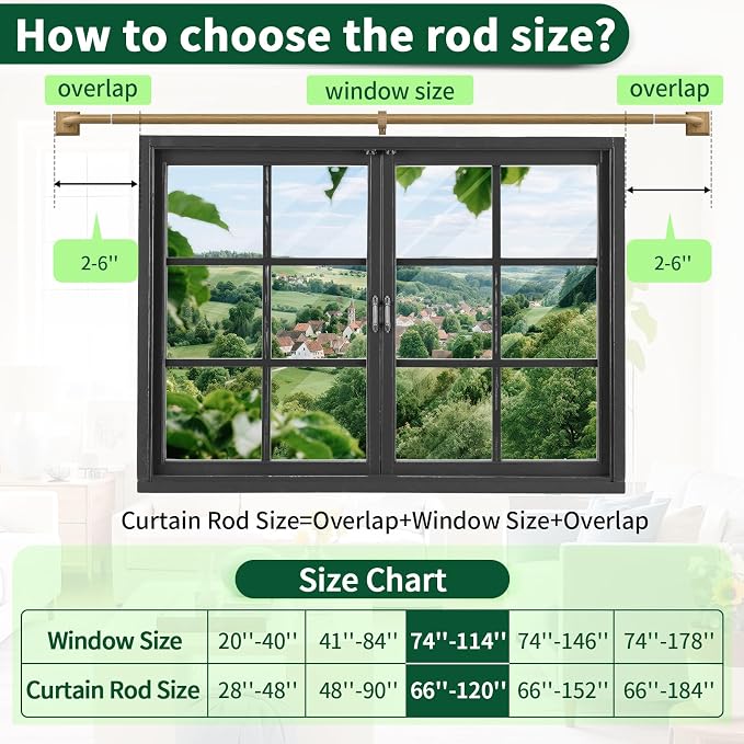 Boho Wood Grain Curtain Rods for Windows 66-120Inch Heavy Duty Wrap Around - Image 8