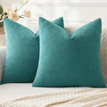 MIULEE Teal Chenille Couch Throw Pillow Covers, 20x20 | Set of 2, Soft Coastal by MIULEE