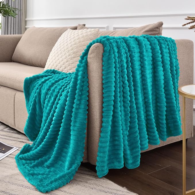 BEDELITE Fleece Throw Blanket for Couch – 3D Ribbed Jacquard Soft and Warm - Image 8
