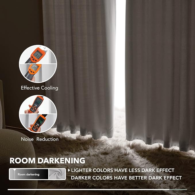 Deconovo Blackout Curtains, Thermal Insulated, W52 x L63 2 Panels, Back Tab - Image 6