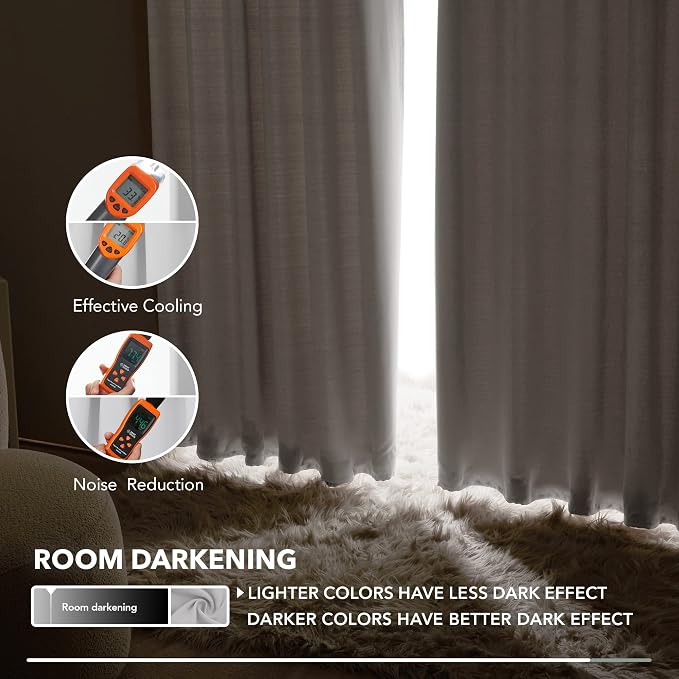 Deconovo Blackout Curtains, Thermal Insulated, W52 x L45 2 Panels, Back Tab - Image 6