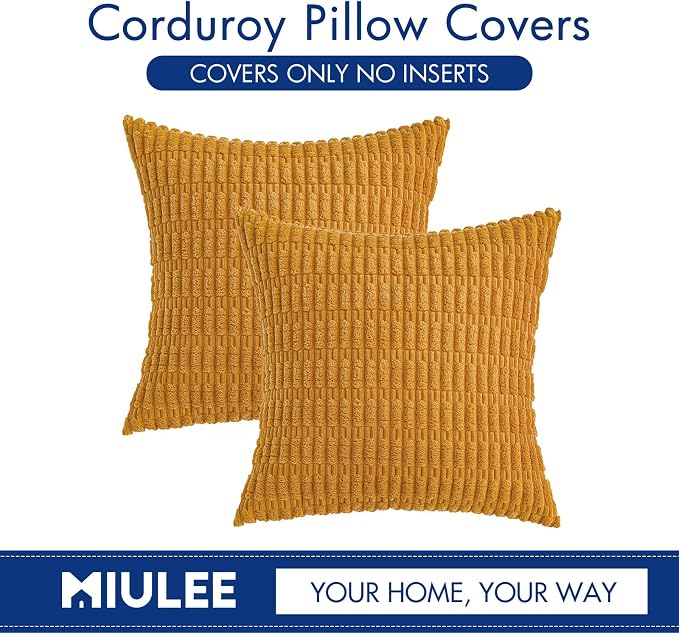 MIULEE Pack of 2 Corduroy Decorative Throw Pillow Covers 16x16 Inch Soft Boho - Image 6