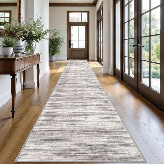 KOZYFLY Modern Abstract Washable Long Runner Rug 2.6x20 Hallway Rug Runner by KOZYFLY