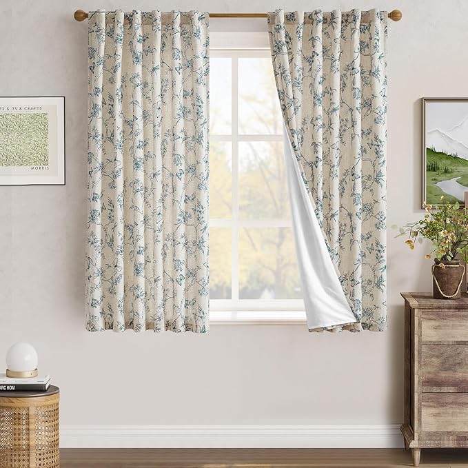 jinchan Floral Curtains Lined Linen Blend Curtain - Image 7