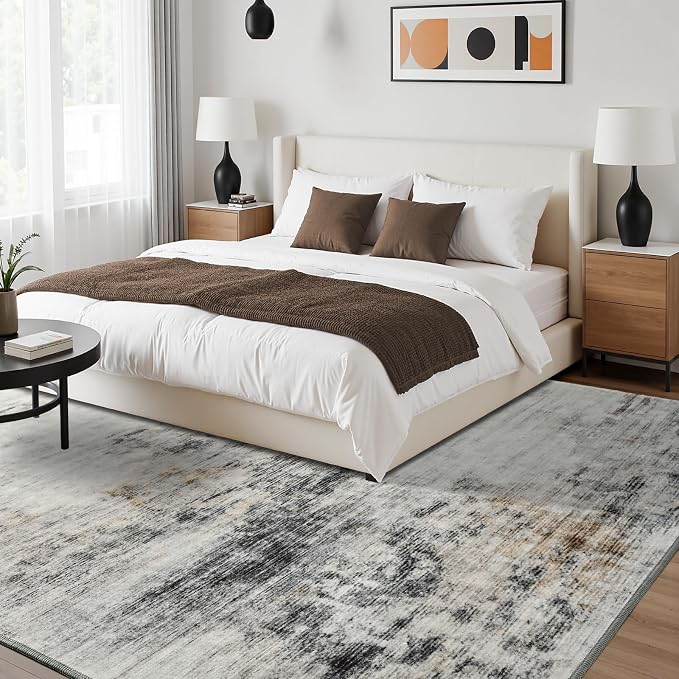 Toneed Abstract Area Rug 7x9 Modern Washable Rug Soft Non Slip Rug Low Pile - Image 4