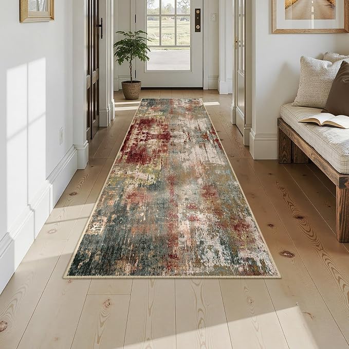 Washable Area Rugs 2'6''x10 Non-Slip Modern Abstract Soft - Image 7