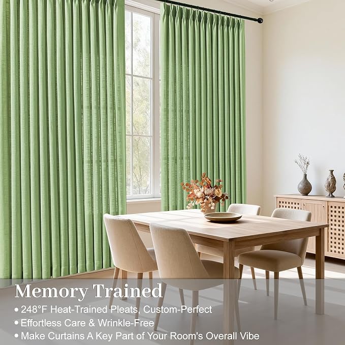 Sage Green Pinch Pleated 84 Inch Curtains - Image 4