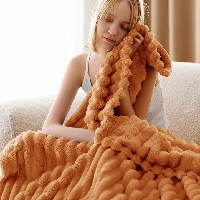 Bedsure GentleSoft Orange Fall Throw Blanket - Image 4
