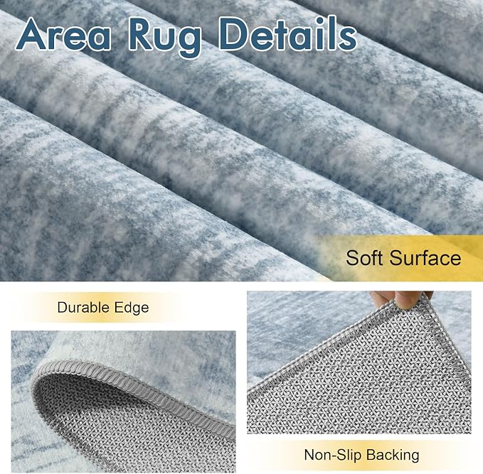 5x7 Ft Area Rugs for Living Room, Soft Non-Slip Washable Rugs Modern Abstract - Image 6
