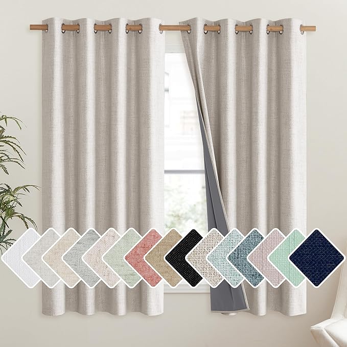 NICETOWN Brich Vintage Open Linen Weave Flax Thermal Curtains, 100% Blackout by NICETOWN