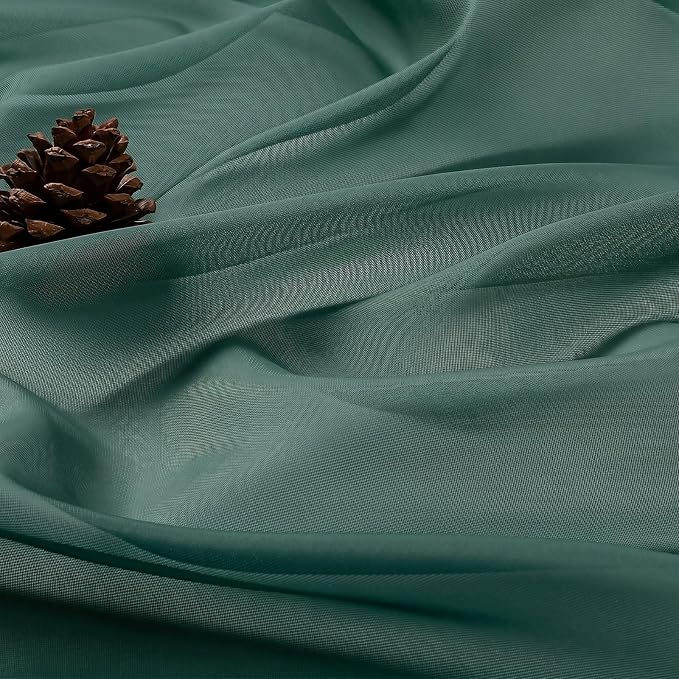 Hunter Green Sheer Curtains 84 Inches Long 2 Panels Set, Light Filtering Sheer - Image 5